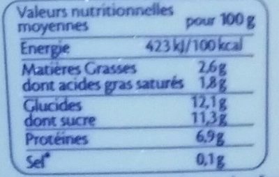 Fromage blanc Vanille Bourbon - Nutrition facts - fr