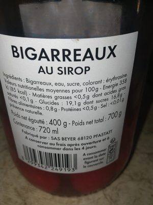 Bigarreaux Au Sirop - Ingredients - fr