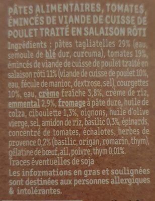 Les Tagliatelles à l'Italienne & Poulet sauce crème & basilic - Ingredients - fr