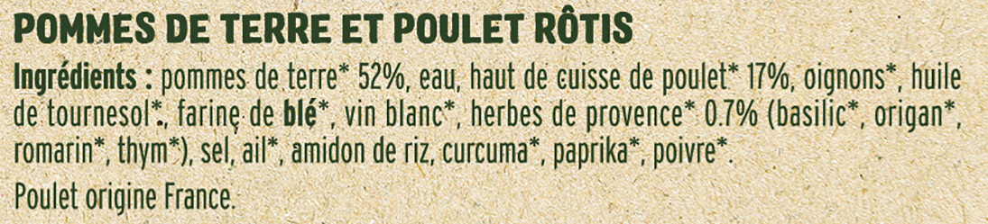 Poulet pommes de terre Rôtis - Ingredients - fr