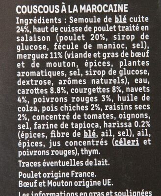 Le Couscous à la Marocaine et ses légumes - Ingredients - en