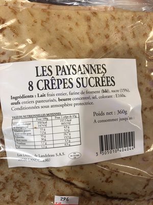 8 Crepes La Paysanne Les Delices de Landeleau - Ingredients - fr