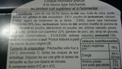 CM Le Petit Zinc Jambon Emmental Gratiné - Ingredients