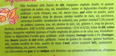 4 feuilletés Jambon et Fromage surgelés - Ingredients - fr