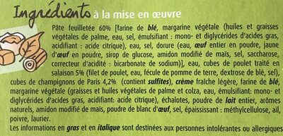 4 Feuilletés Poulet et Champignons surgelés - Ingredients - fr