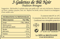 3 Galettes de Blé Noir Tradition Bretagne en sachet - Nutrition facts - fr