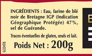 4 Galettes de Blé Noir Tradition Bretagne en barquette - Ingredients - fr