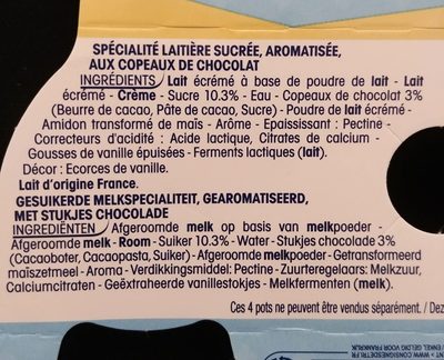 Eclats de Chocolat Parfum Vanille - Ingredients - fr