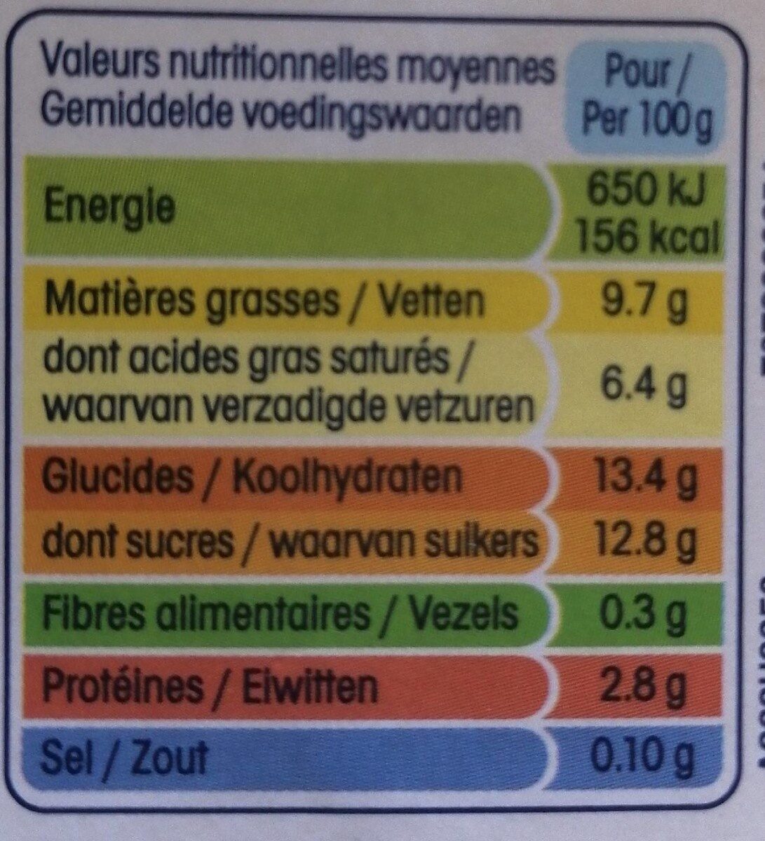 Eclats de Chocolat Parfum Vanille - Nutrition facts - fr