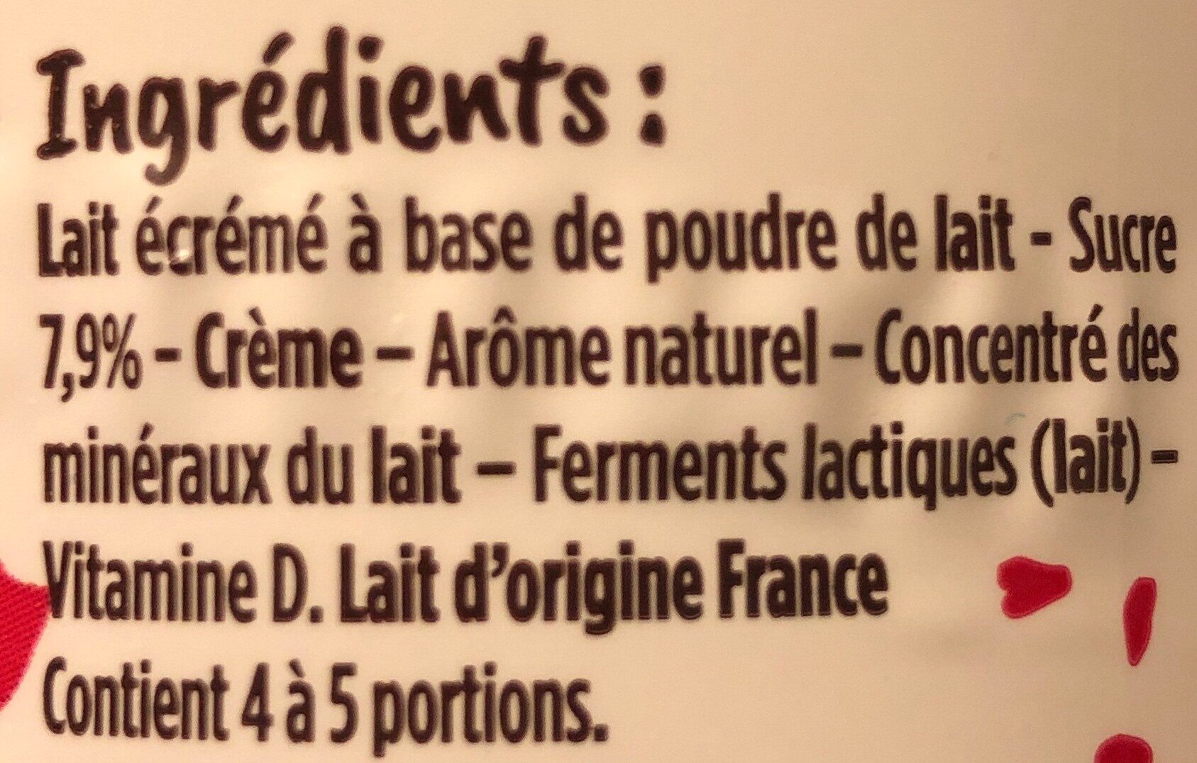 Yop framboise - Ingredients - fr