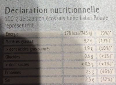 Saumon fumé label rouge ecosse - Nutrition facts