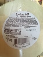 Epoisses AOC au lait pasteurise GERMAIN, 23%MG, 250 - Ingredients - fr