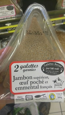 2 Galettes Garnies Jambon supérieur, Œuf Poché et Emmental Français - Product - fr