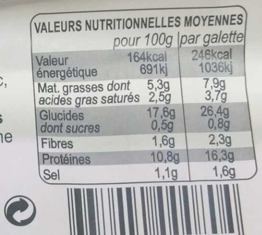 2 Galettes Garnies Jambon supérieur, Œuf Poché et Emmental Français - Nutrition facts - fr