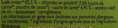 Crème dessert Bio Chocolat - Ingredients - fr