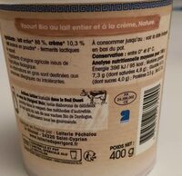 Yahourt à la Grecque au lait entier - Nutrition facts - fr