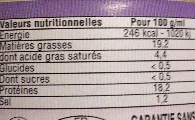 Crème d'anchois - Nutrition facts - fr