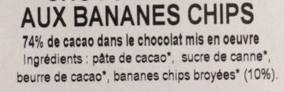 Chocolat noir aux bananes chips - Ingredients