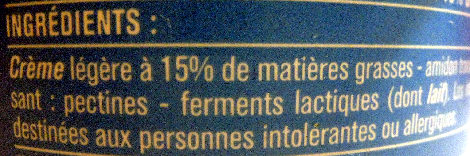 Crème fraîche légère 15 % de Mat. gr. épaisse - Ingredients - fr