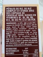 Pétales riz & blé complet aux copeaux de chocolat - Ingredients - fr