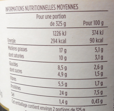 Blanquette sauté de veau et ses 3 légumes - Nutrition facts - fr