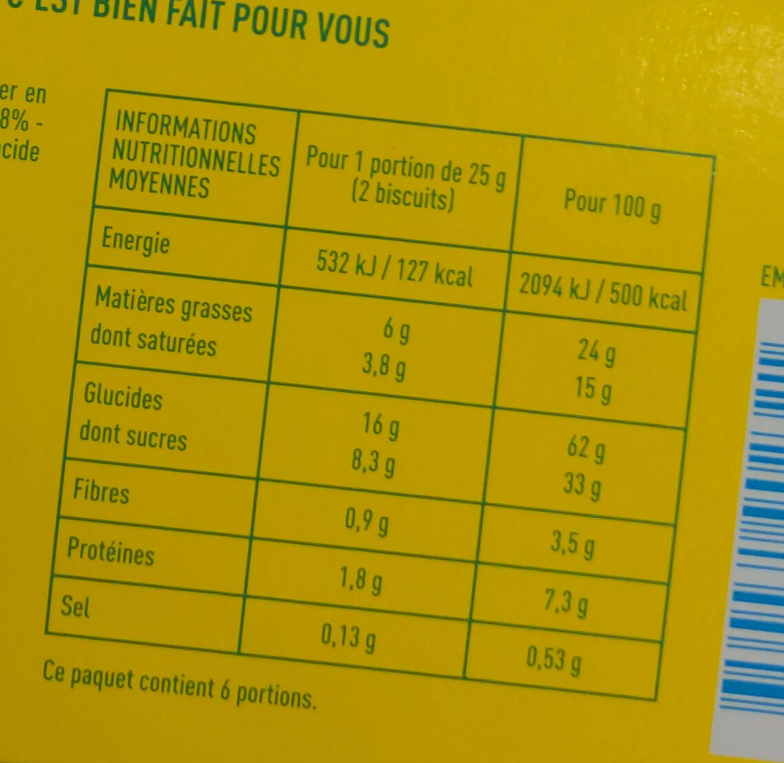 Petit beurre 48 % de chocolat noir - Nutrition facts - fr