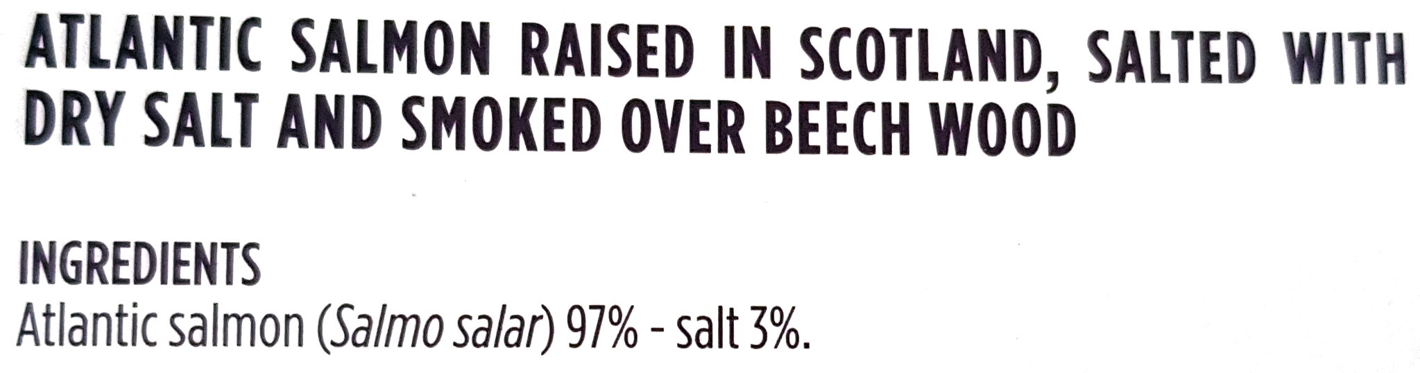 Saumon Atlantique fumé élevé en Écosse 4 tranches - Ingredients - en