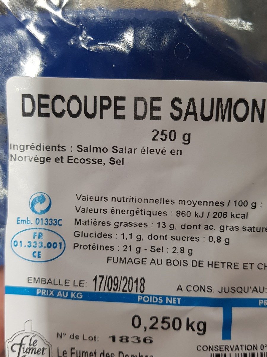 Découpe de saumon fumé - Ingredients - fr