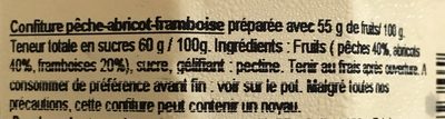 Confiture Pêche Abricot Framboisd - Ingredients - fr