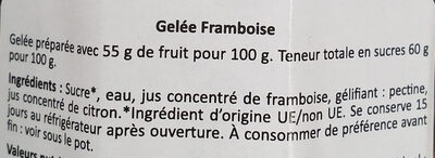 Gelée de Framboises - Ingredients