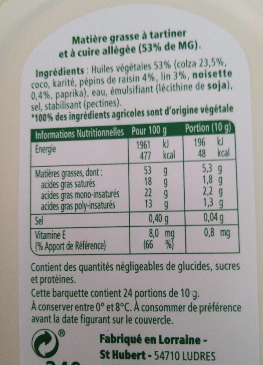 Margarine - Nutrition facts - fr