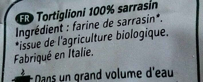 Tortiglioni 100% Sarrasin - Ingredients - fr