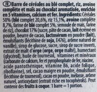 NESTLE FITNESS Barres de Céréales Chocolat 6x23,5g - Ingredients - fr