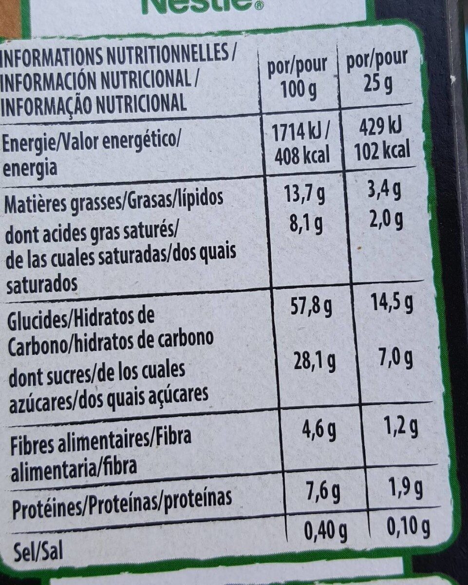CHOCAPIC barres de céréales - Nutrition facts - fr