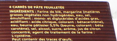 4 Carrés Feuilletés - Ingredients - fr
