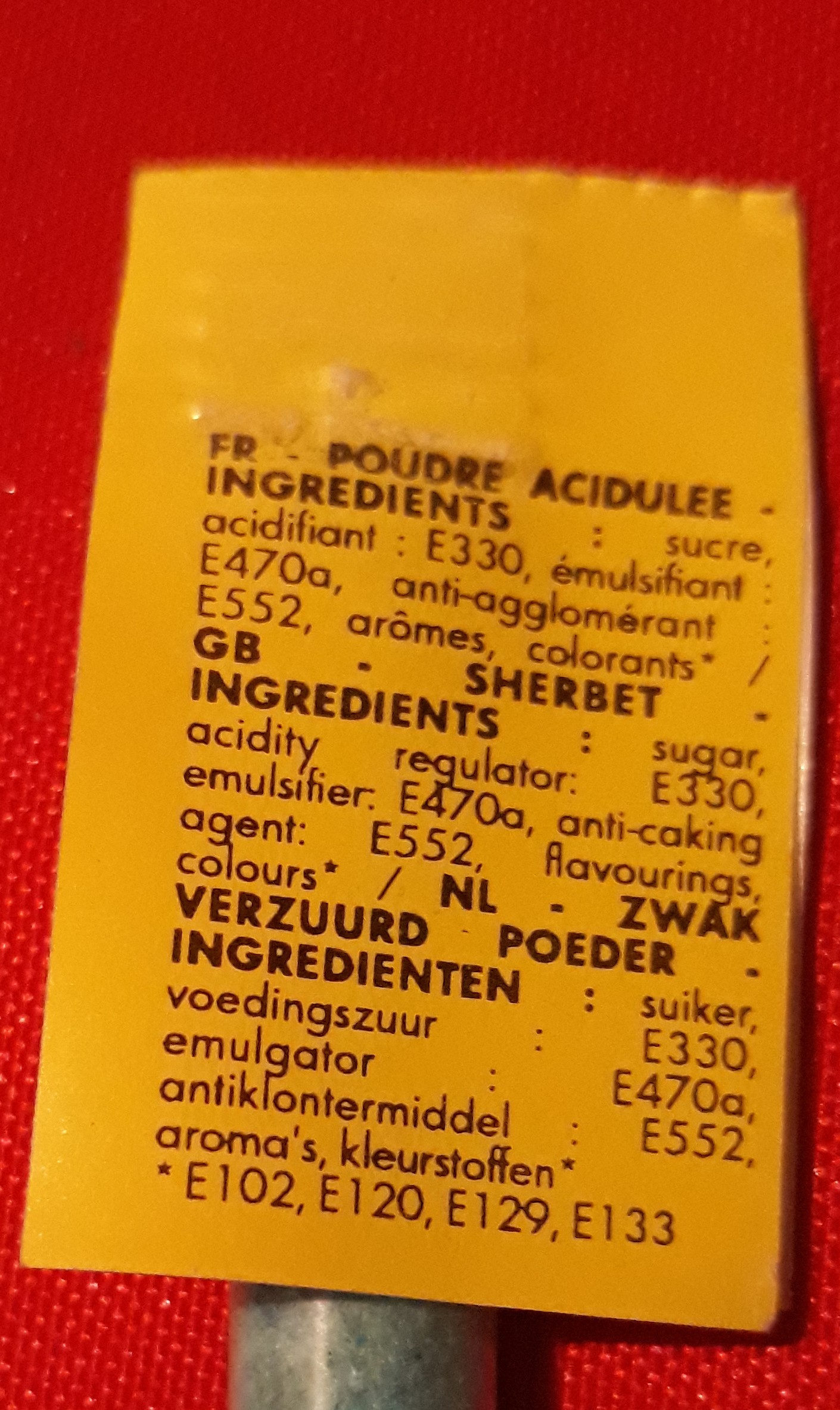 Poudre acidulée - Ingredients - fr