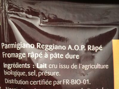 Parmigiano Reggiano AOP râpé - Ingredients - fr