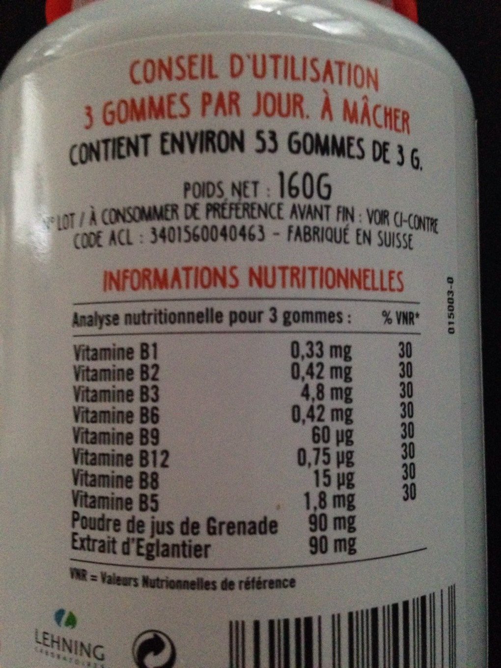 Goumy Vitalité Goût Fraise - Nutrition facts - fr