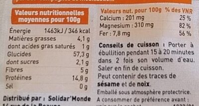 Amarante - Nutrition facts - fr