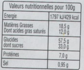 Madeleines Longues Marbrées - Nutrition facts - fr