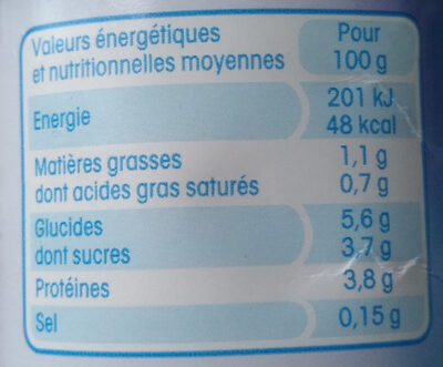 Yaourt nature - Nutrition facts - fr