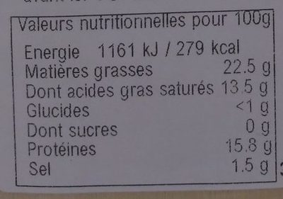 Fromage de Chèvre au Lait cru entier - Nutrition facts - fr