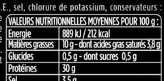 Les Fines et Fondantes -25% de sel - Aoste - Nutrition facts
