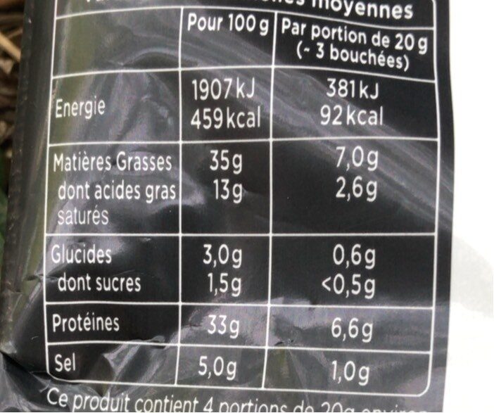 Les petits saucissons secs - Nutrition facts - fr