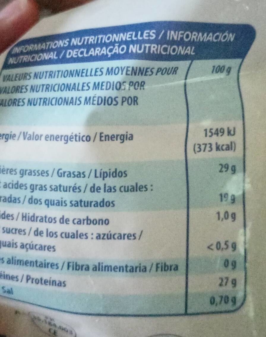 Emmental râpé - Nutrition facts - fr