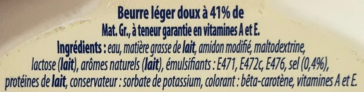 Le Beurre Léger 41% doux - Ingredients - fr