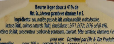 Le Beurre Léger 41% doux - Nutrition facts - en