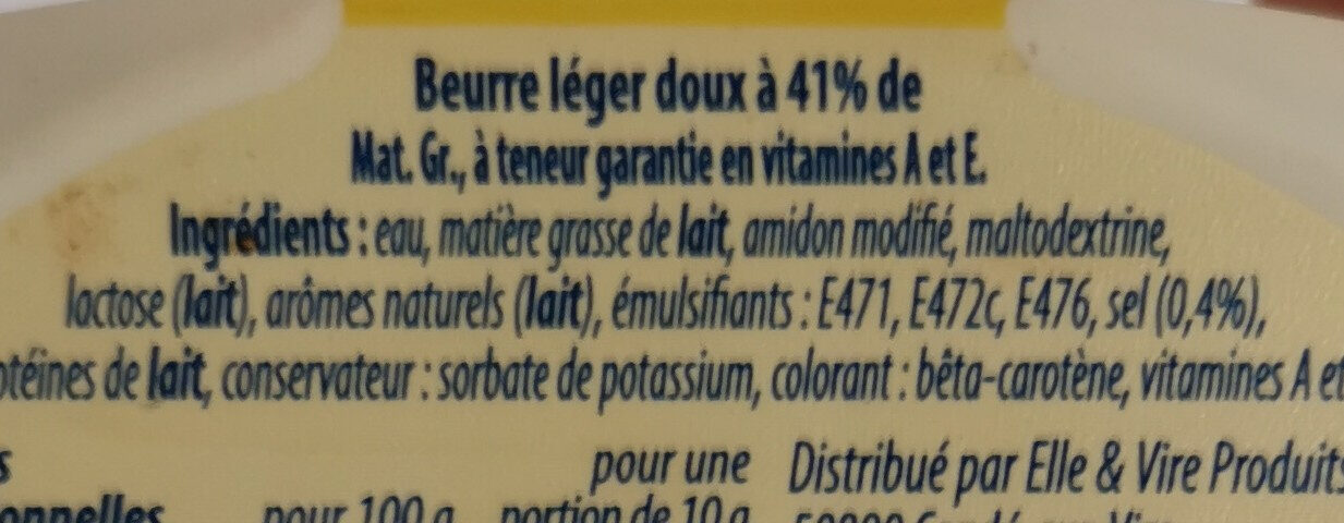 Le Beurre Léger 41% doux - Nutrition facts - en