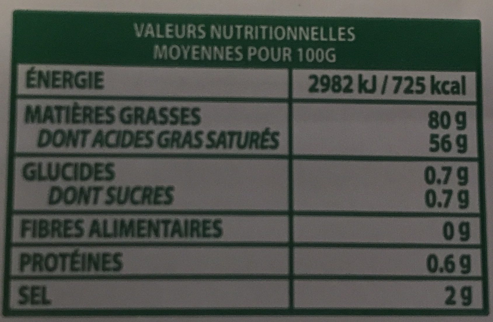 Beurre tendre demi-sel - Nutrition facts - fr