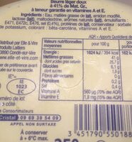 Le Beurre léger doux 41% de Mat. Gr. - Ingredients - fr